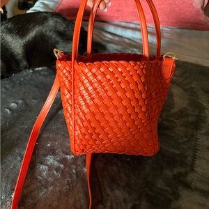 Anthropologie Elegant Orange Woven Handbag